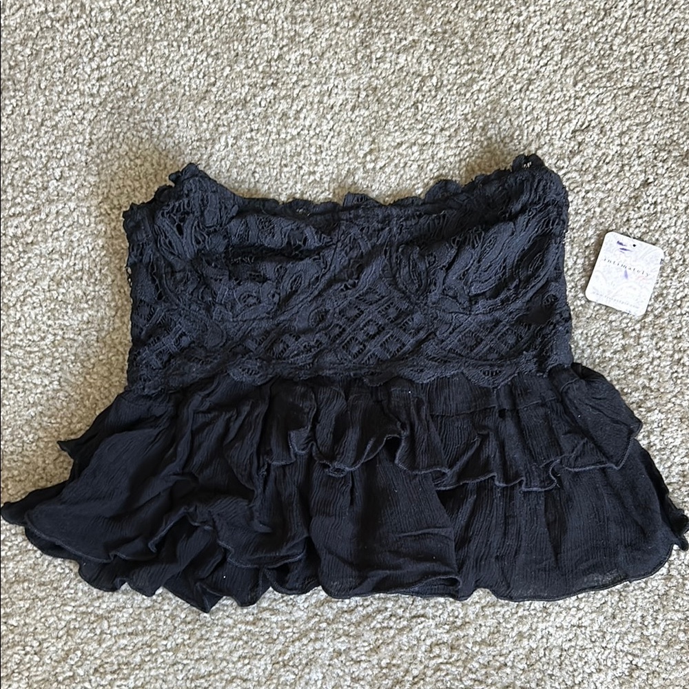 Black Lace Strapless Free People Crop Top